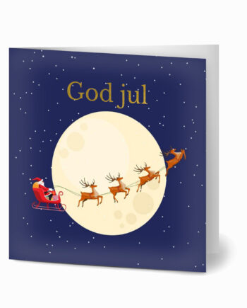 God Jul  Santas Sleigh Ride   Julekort  10 Stk  Inkl  Premium Kuverter