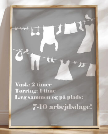 Grå Vaskeplakat Med Vasketøj