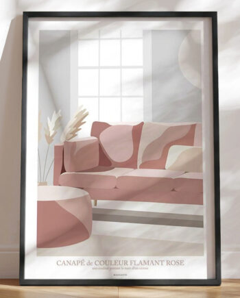 Grafisk Plakat Flamingofarvet Sofa