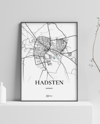Hadsten Plakaten Fuldt Kort Hvid 70 100 Cm  B1