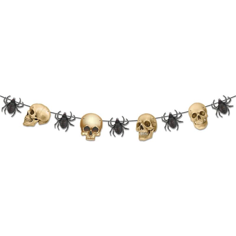 Halloween Dekoration  Skelethoveder Og Edderkopper