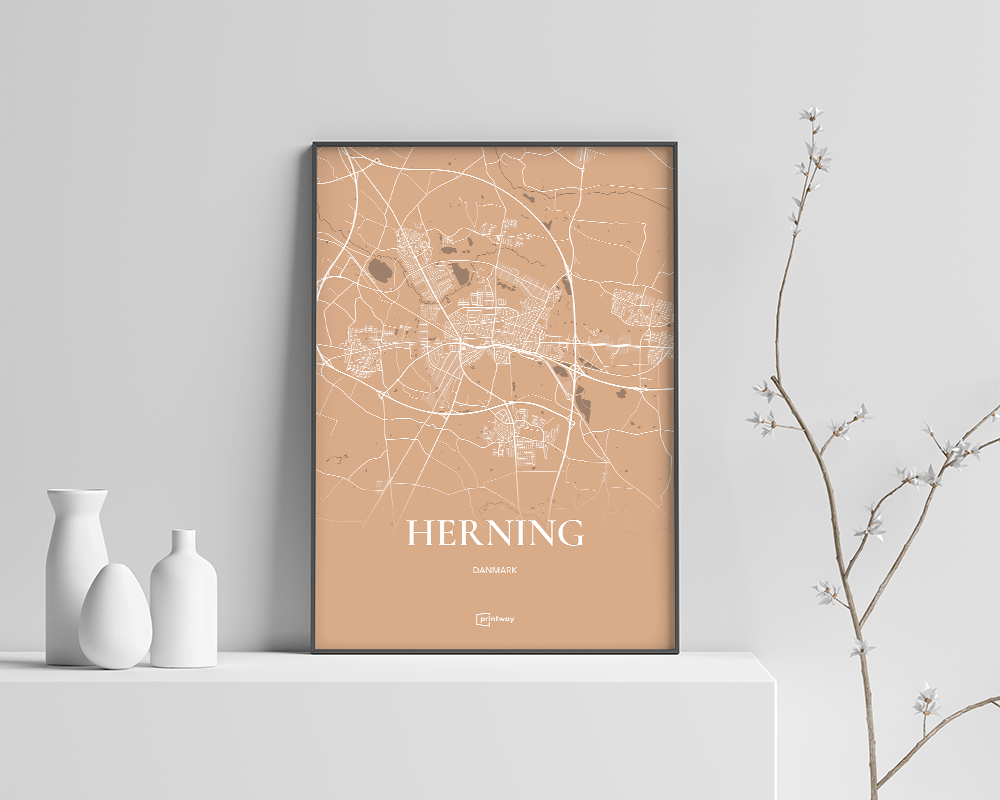 Herning Plakaten Fuldt Kort Guld 21 30 Cm A4