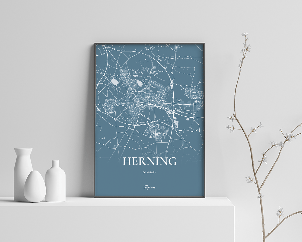 Herning Plakaten Fuldt Kort Havblå 21 30 Cm A4