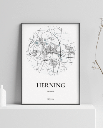 Herning Plakaten Rundt Kort Hvid 42 60 Cm  A2