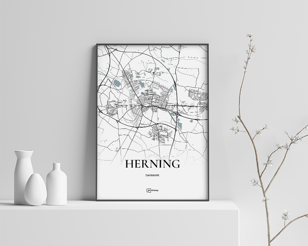 Herning Plakaten Fuldt Kort Hvid 21 30 Cm A4