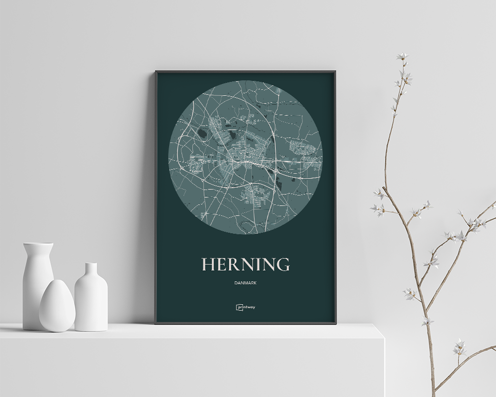 Herning Plakaten Rundt Kort Skovgrøn 60 84 Cm A1