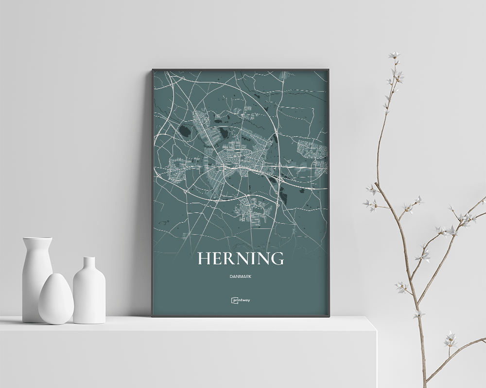 Herning Plakaten Fuldt Kort Skovgrøn 21 30 Cm A4