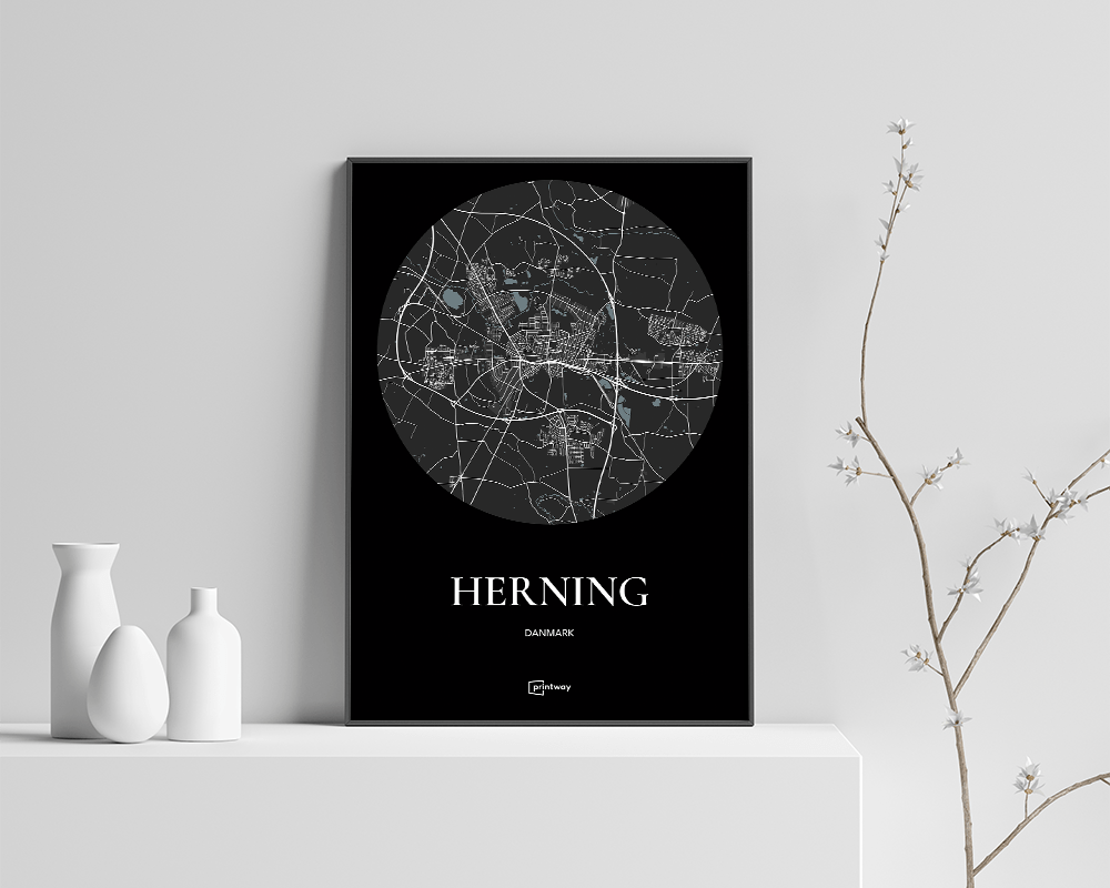 Herning Plakaten Rundt Kort Sort 21 30 Cm A4