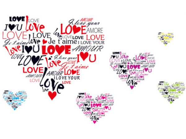 Hjerter Wallsticker Love You