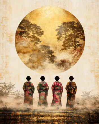 Japansk Plakat 54  Geishaer Under Solens Skjulte Have