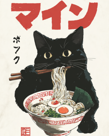 Japansk Plakat 135  Kat Med Ramen