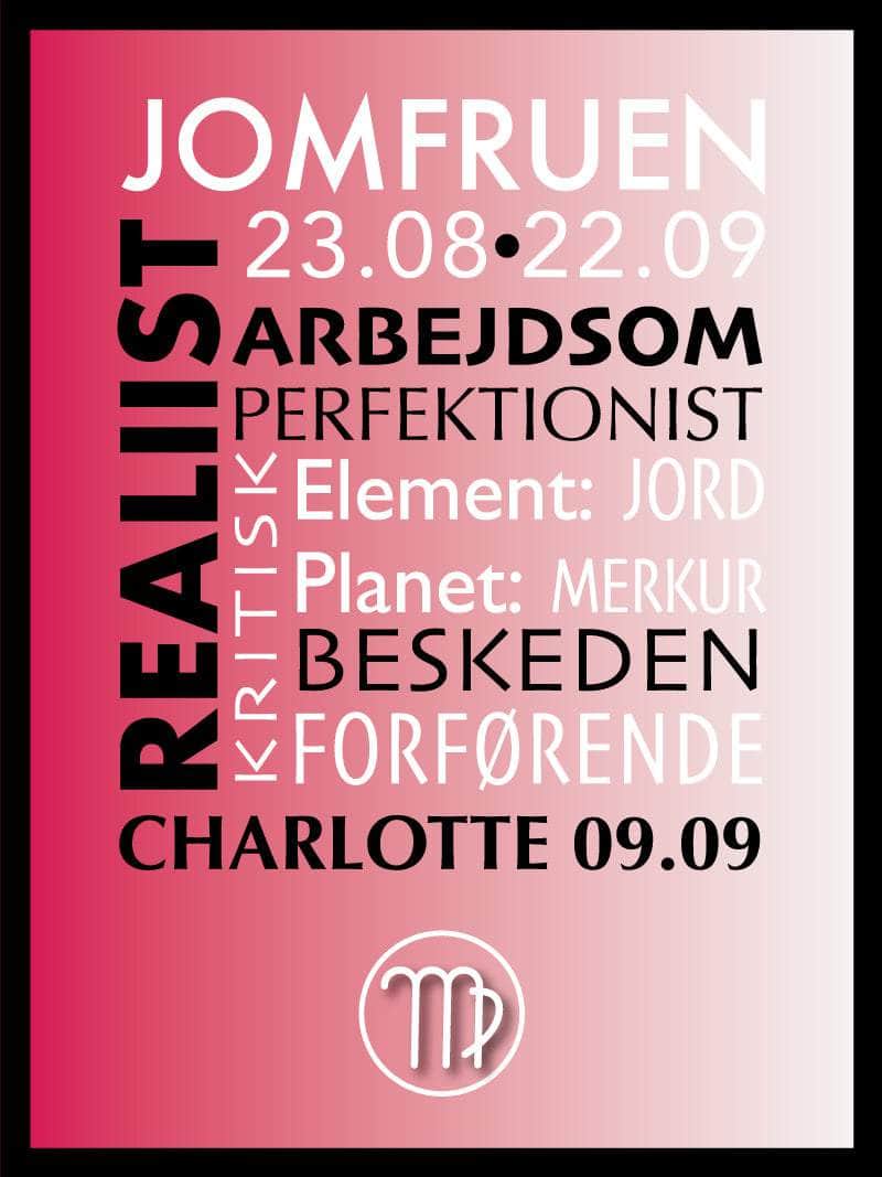 Jomfruen Stjernetegn Med Tekst Plakat