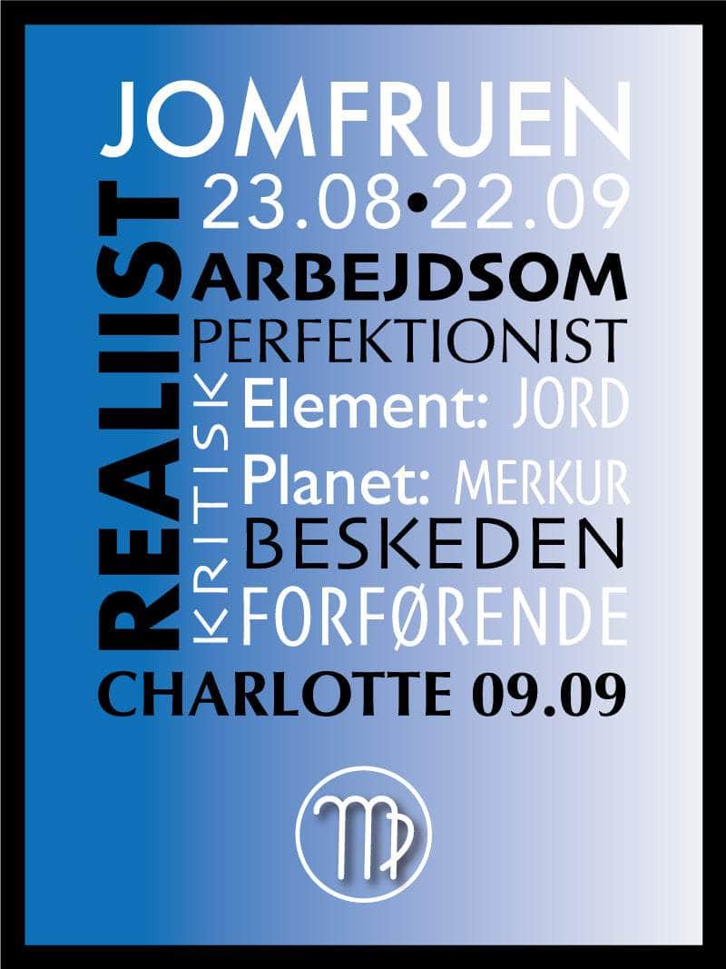 Jomfruen Stjernetegn Med Tekst Plakat