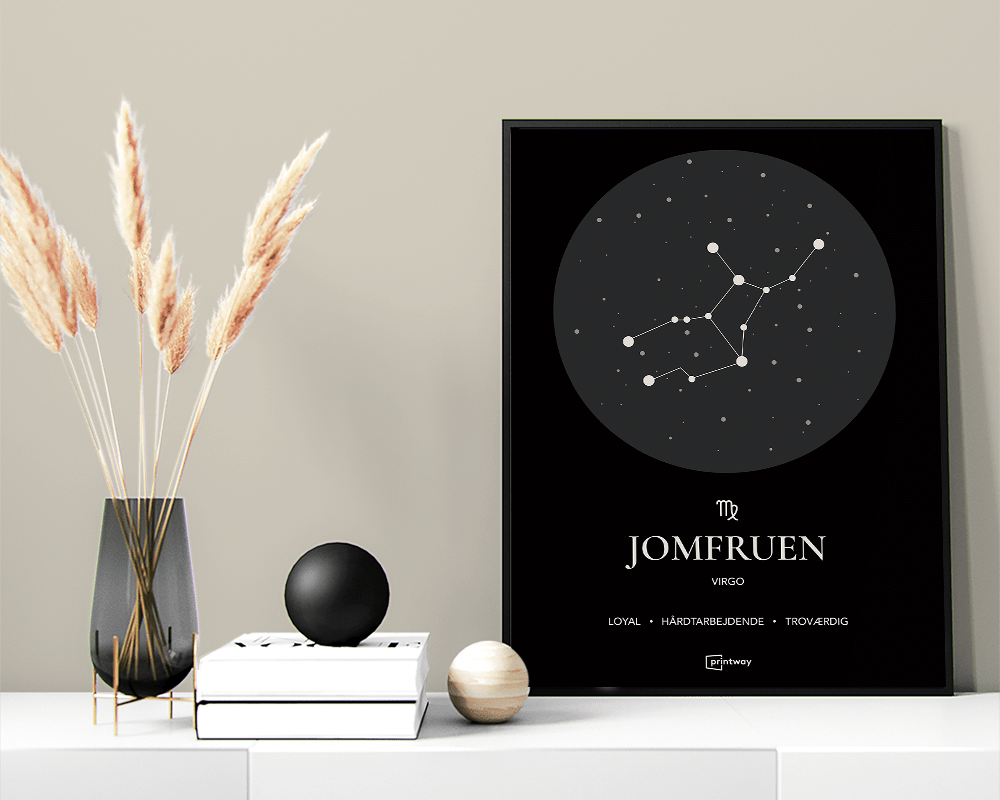 Jomfruen Stjernetegn Plakat Sort 60 84 Cm  A1