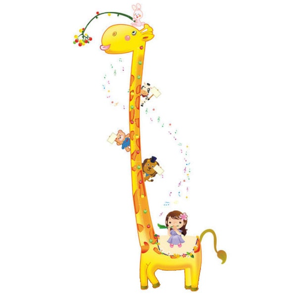 Kæmpe Målebånds Wallsticker Giraf Meter Høj