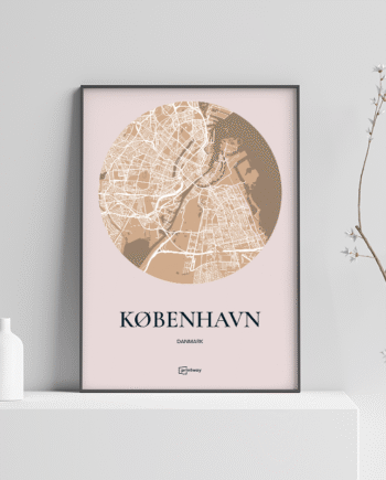København Plakaten Rundt Kort Guld 70 100 Cm  B1