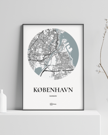 København Plakaten Rundt Kort Hvid 21 30 Cm  A4