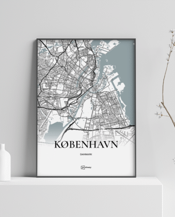 København Plakaten Fuldt Kort Hvid 21 30 Cm  A4