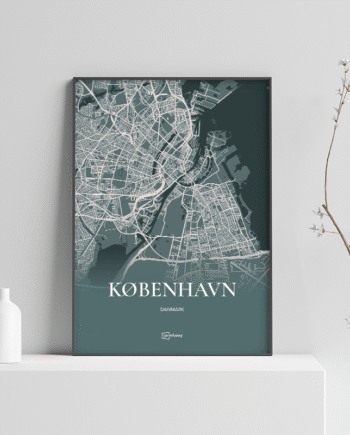 København Plakaten Fuldt Kort Skovgrøn 30 42 Cm  A3