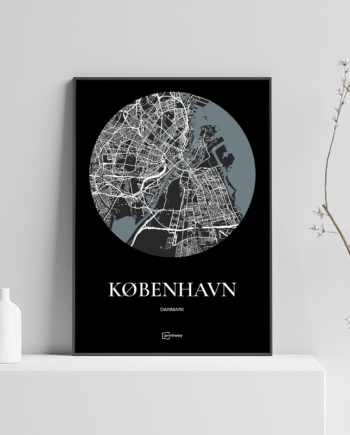 København Plakaten Rundt Kort Sort 30 42 Cm  A3