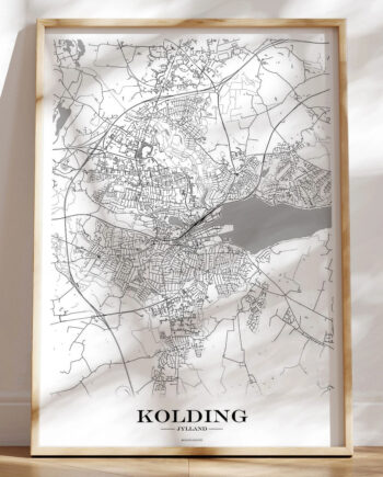 Kolding Bykort Plakat Hvid Baggrund