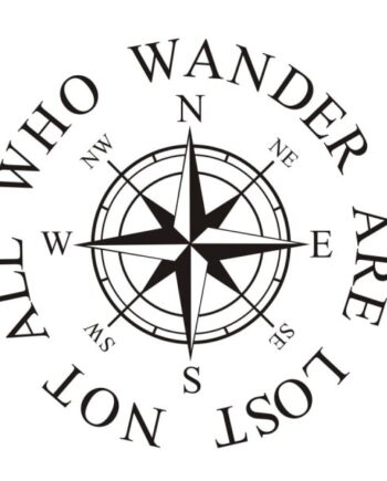 Kompas Wallsticker  Not All Who Wander Are Lost  60x60cm
