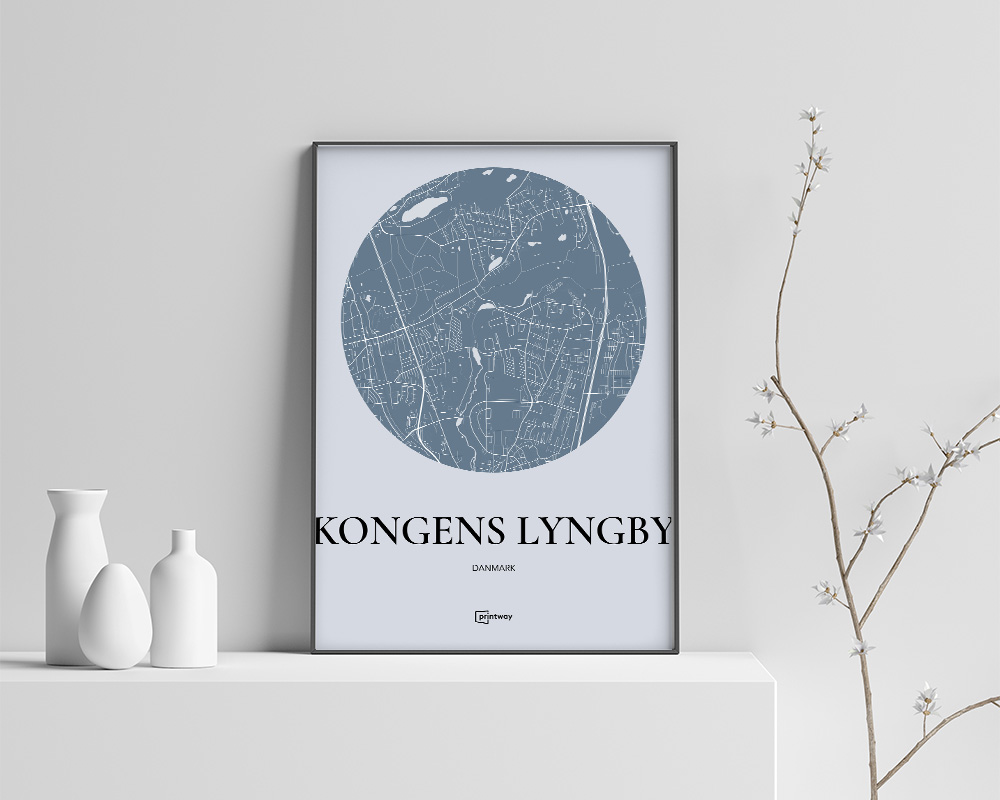 Kongens Lyngby Plakaten Rundt Kort Havblå 70 100 Cm  B1