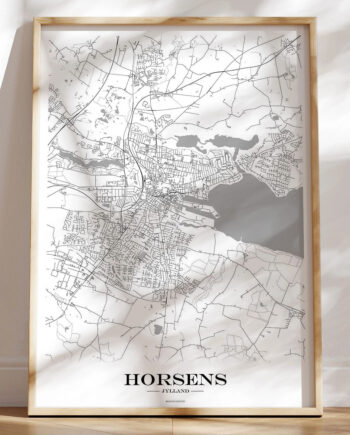 Kort Plakat Horsens Hvid Baggrund