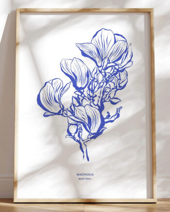 Kunstplakat Blå Magnolia