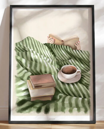 Kunstplakat Books In Bed