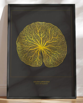 Kunstplakat Med Grafisk Guldeffekt Golden Lotus Leaf