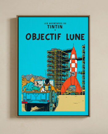 Lærredsprint Med Svæveramme  Tintin  Objectif Lune