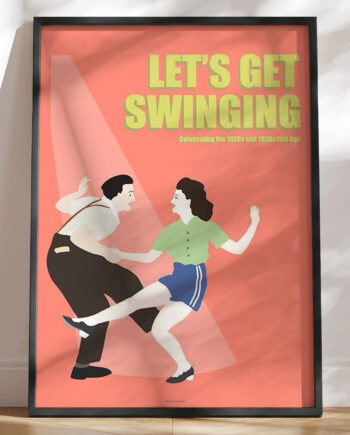 Let   Get Swinging Farverig Plakat Med Jazzdans