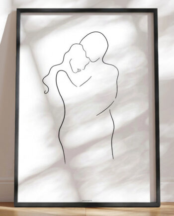 Line Art Hug Plakat