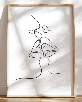 Line Art Kiss Plakat