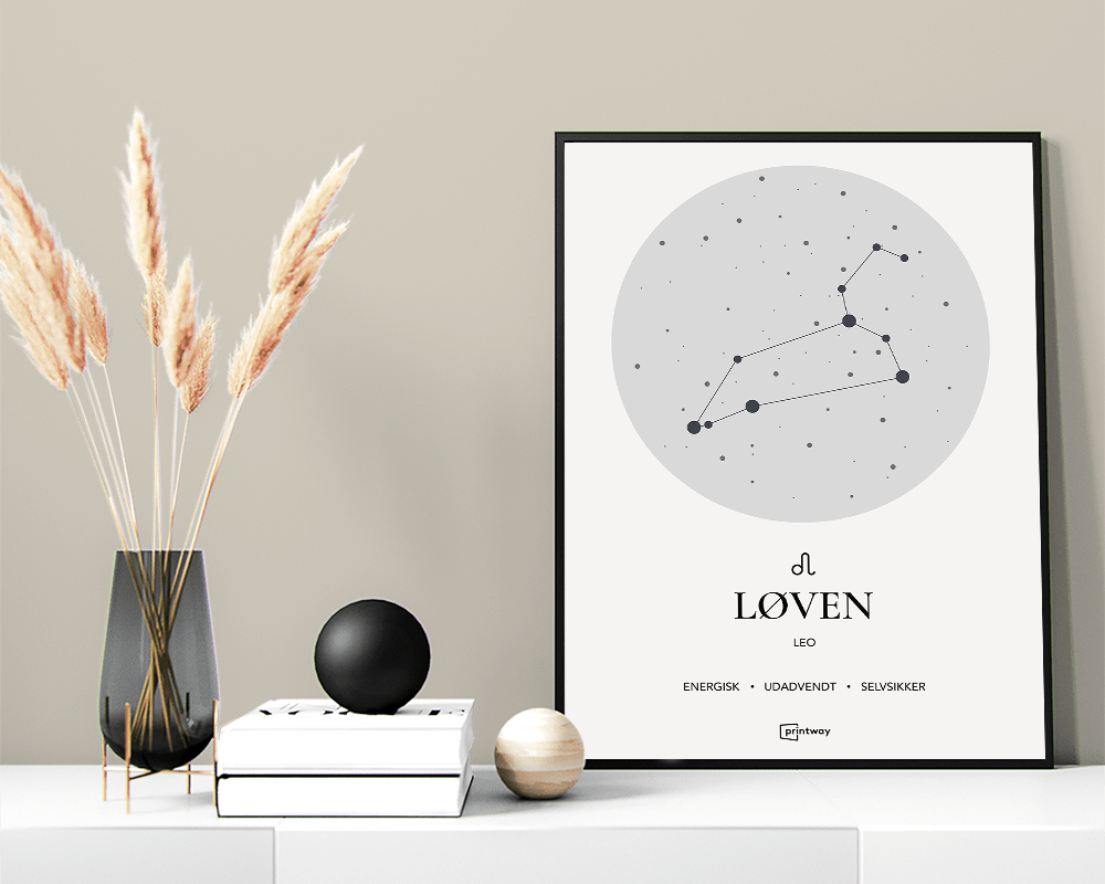 Løven Stjernetegn Plakat Hvid 60 84 Cm  A1