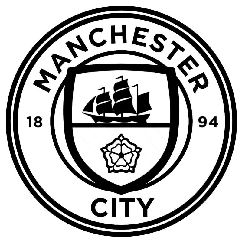 Manchester City Wallsticker  Stort Man City Logo Som Fodbold Wallsticker  Sort