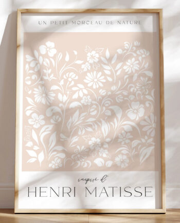 Matisse-inspireret Plakat Med Blomstertryk  Blå Eller Rosa