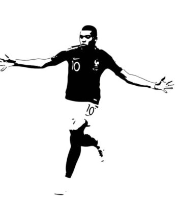 Mbappe Scoring  Flot Fodbold Wallsticker  54x57cm