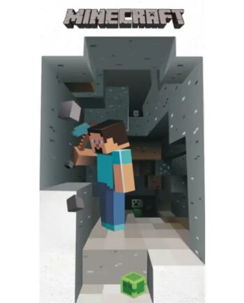 Minecraft Wallsticker  Minecrafter Bygger Ud  Hul   Væggen  50x70cm