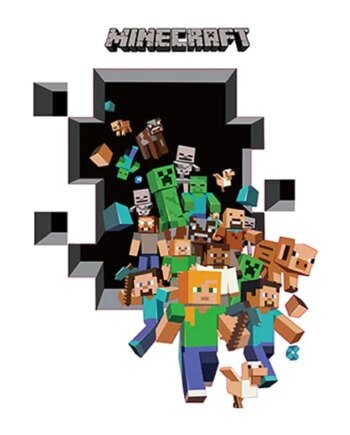 Minecraft Wallsticker  På Vej Igennem Et Hul   Væggen
