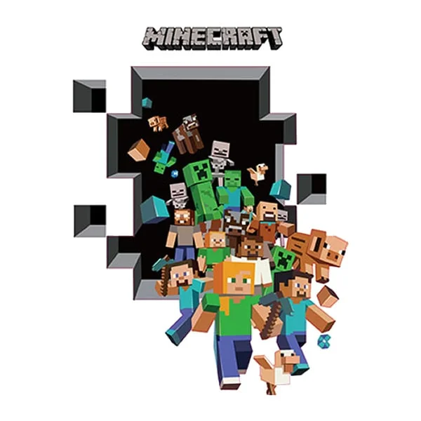 Minecraft Wallsticker På Vej Igennem Et Hul Væggen