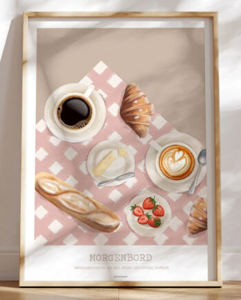 Morgenbord Plakat Plakat Med Morgenmad Og Kaffe