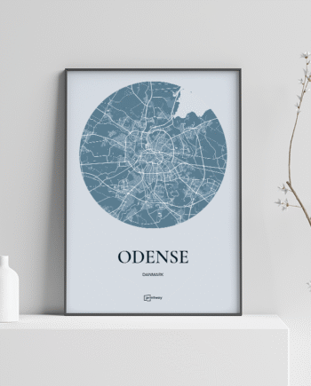Odense Plakaten Rundt Kort Havblå 42 60 Cm  A2
