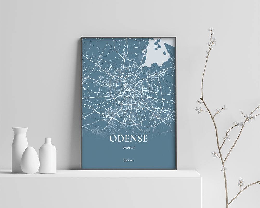 Odense Plakaten Fuldt Kort Havblå 21 30 Cm  A4
