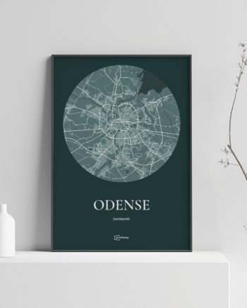 Odense Plakaten Rundt Kort Skovgrøn 70 100 Cm  B1