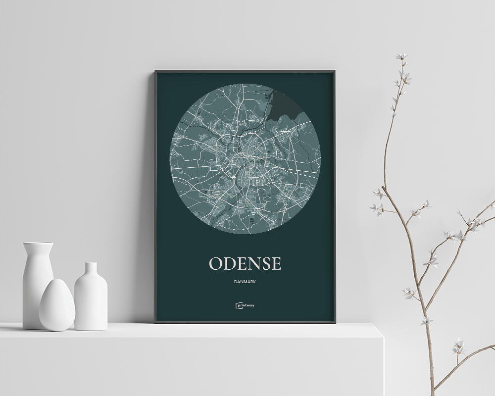 Odense Plakaten Rundt Kort Skovgrøn 70 100 Cm  B1