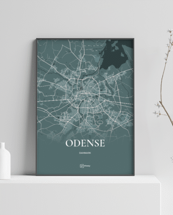 Odense Plakaten Fuldt Kort Skovgrøn 60 84 Cm  A1