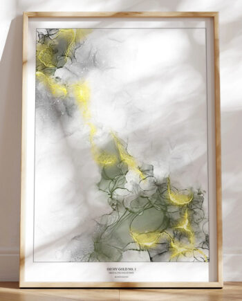 Oh My Gold No    Kunstplakat Med Grafisk Guldeffekt