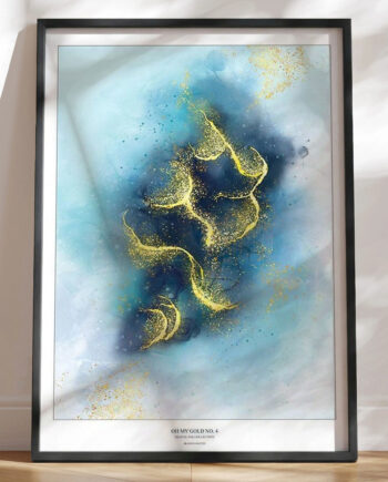 Oh My Gold No    Kunstplakat Med Grafisk Guldeffekt